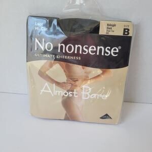 No Nonsense Pantyhose Women’s Size B Midnight Black Control Top Almost Bare